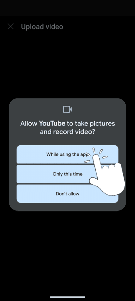allow YouTube to take pictures and record video
