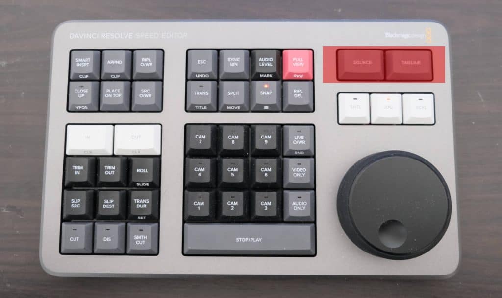 timeline and source button davinci resolve speed editor